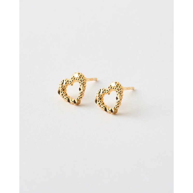 PENDIENTES MINI CORAZON 9MM GRANULADO