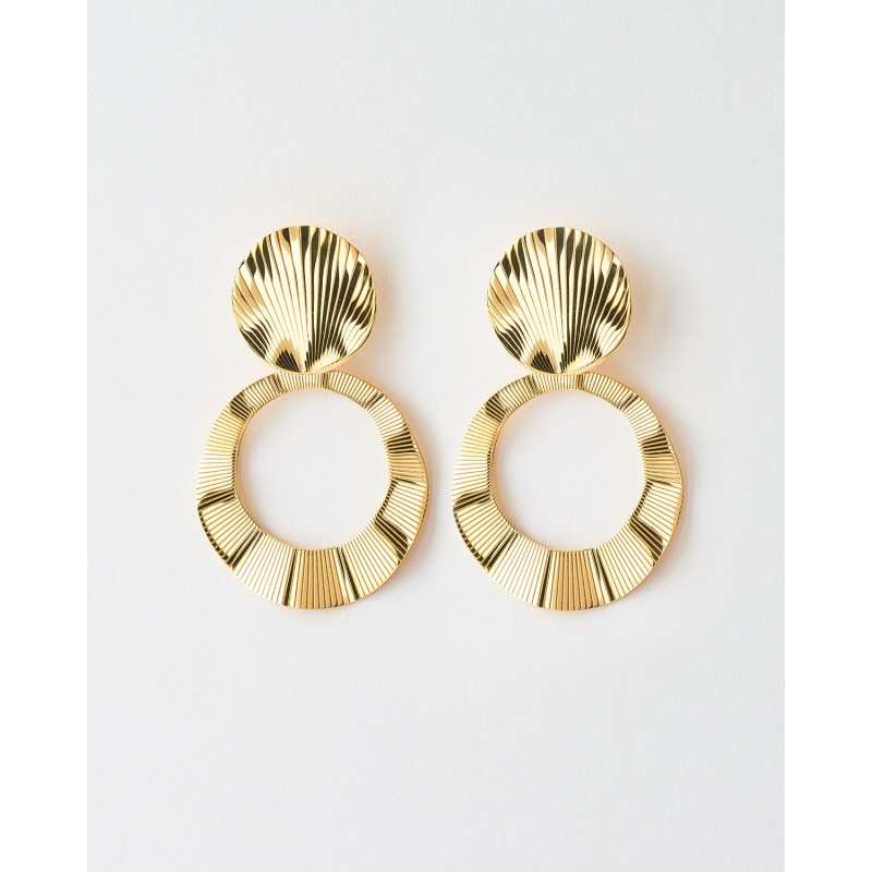 PENDIENTES DOBLE CIRCULO RAYADO 35MM...