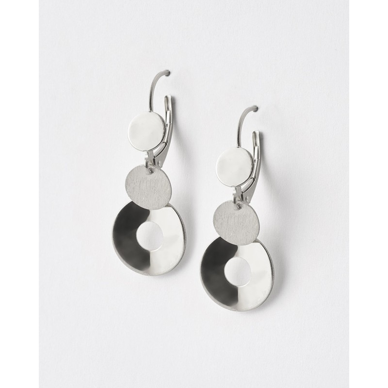 PENDIENTES TRIPLE CIRCULO LISO Y MATE...