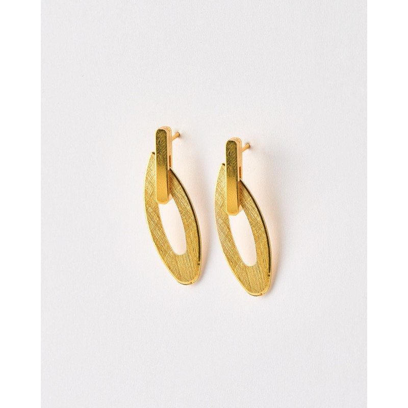 PENDIENTE HOJA MATE Y LISO 33MM LARGO