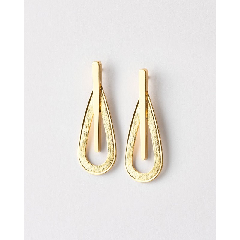 PENDIENTE LAGRIMA MATE Y LISO 33MM LARGO