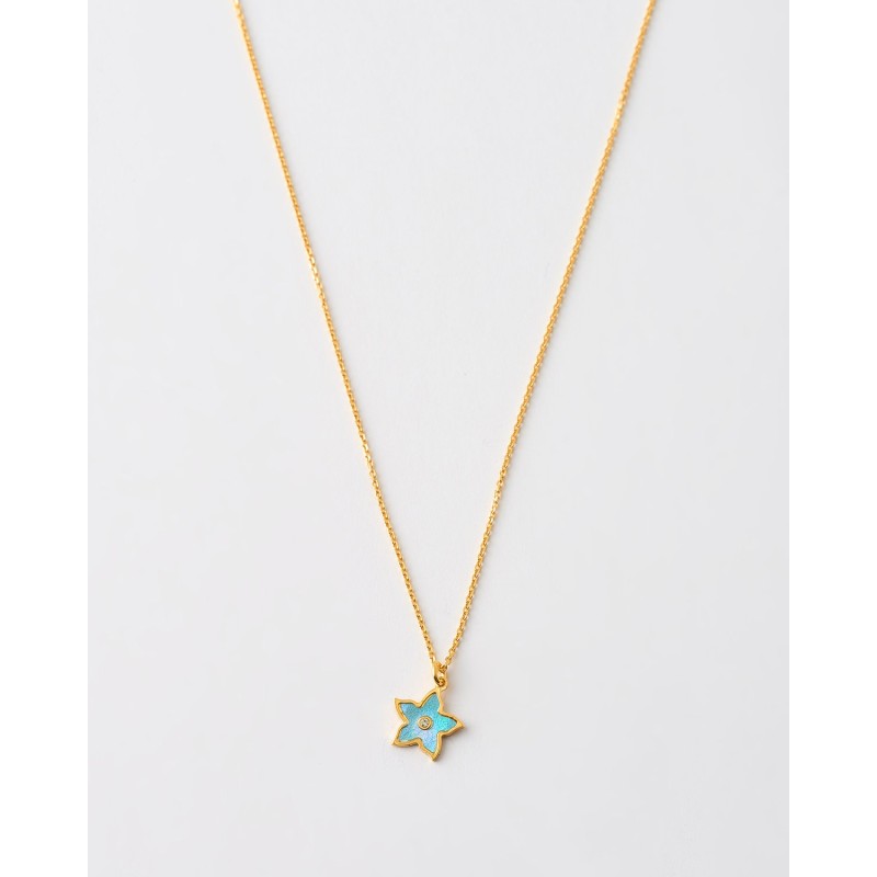 COLLAR FLOR 8MM MADREPERLA AZUL Y...