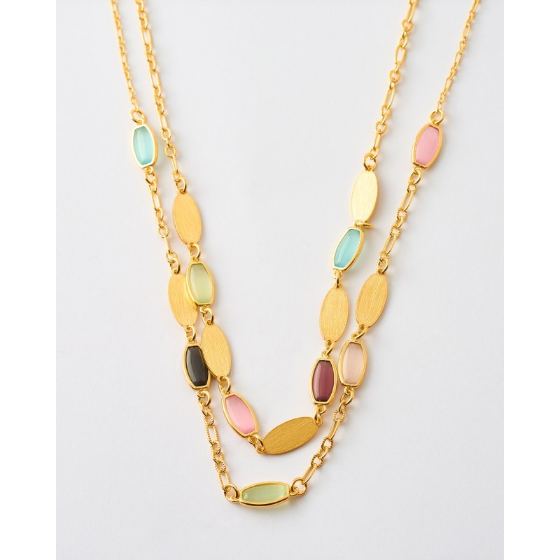 COLLAR DOBLE CRISTALES OVALADOS...