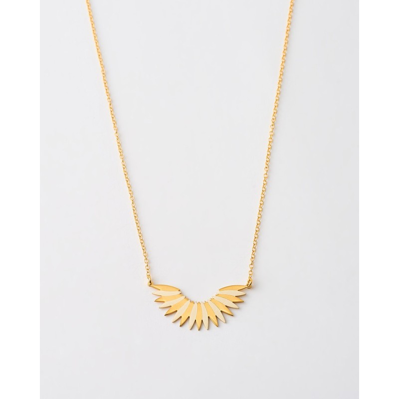 COLLAR ABANICO HOJAS BRILLO Y MATE...