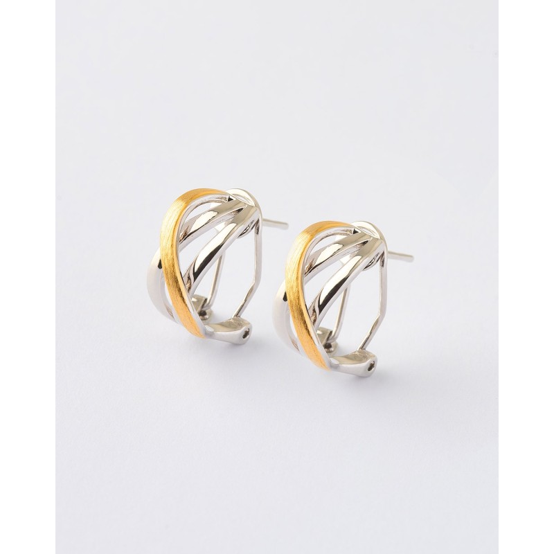 PENDIENTES TRIPLE BANDA BICOLOR MATE...