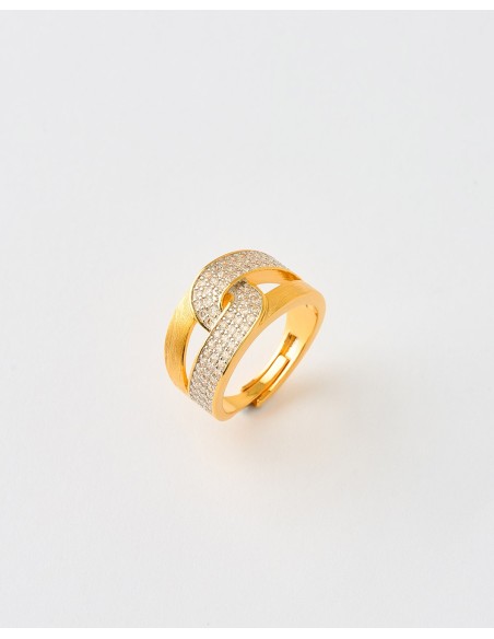 ANILLO DOBLE BANDA CIRCONITAS PAVE CRUZADA - TALLA AJUSTABLE  Malizzia