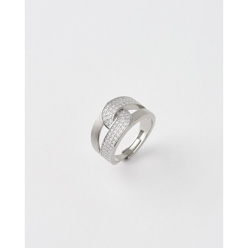 ANILLO DOBLE BANDA CIRCONITAS PAVE CRUZADA - TALLA AJUSTABLE  Malizzia