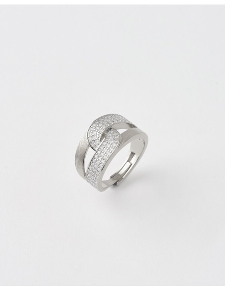 ANILLO DOBLE BANDA CIRCONITAS PAVE CRUZADA - TALLA AJUSTABLE  Malizzia