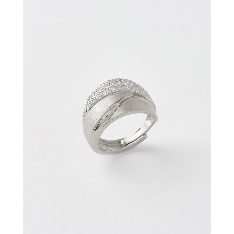 ANILLO 3 BANDAS MATE Y CIRCONITAS - TALLA AJUSTABLE  Malizzia