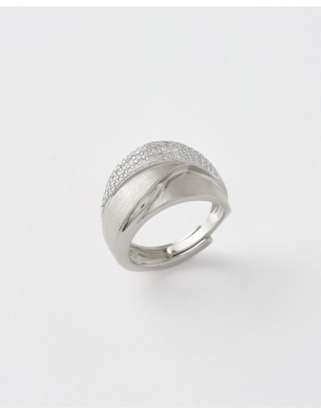 ANILLO 3 BANDAS MATE Y CIRCONITAS - TALLA AJUSTABLE  Malizzia