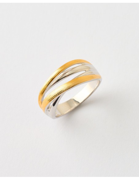 ANILLO CUATRO BANDAS BILOCO MATE Y LISO  Malizzia