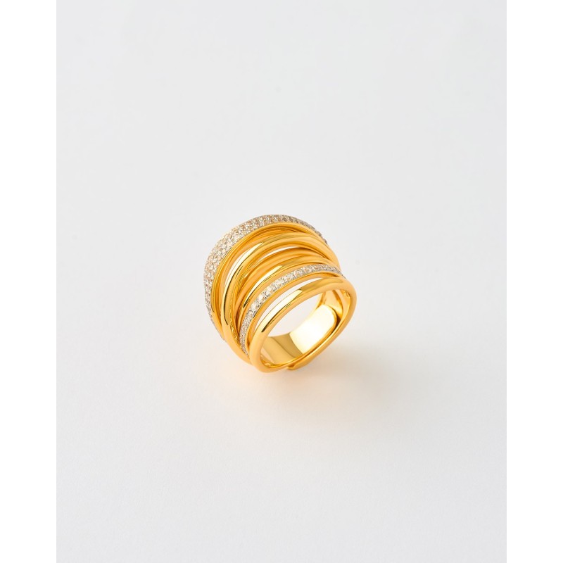 ANILLO 8 BANDAS LISO Y CIRCONITAS -...