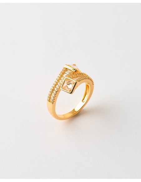 ANILLO BYPASS DOBLE INSERTO PIRAMIRAL Y CIRCONITAS   Malizzia