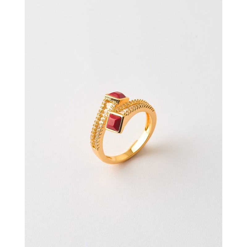 ANILLO BYPASS DOBLE INSERTO PIRAMIRAL Y CIRCONITAS   Malizzia