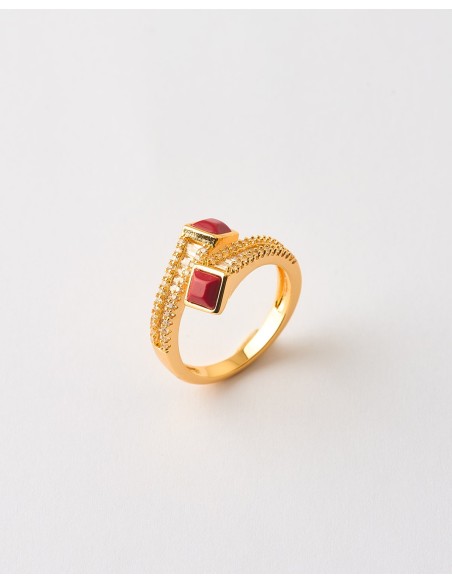 ANILLO BYPASS DOBLE INSERTO PIRAMIRAL Y CIRCONITAS   Malizzia