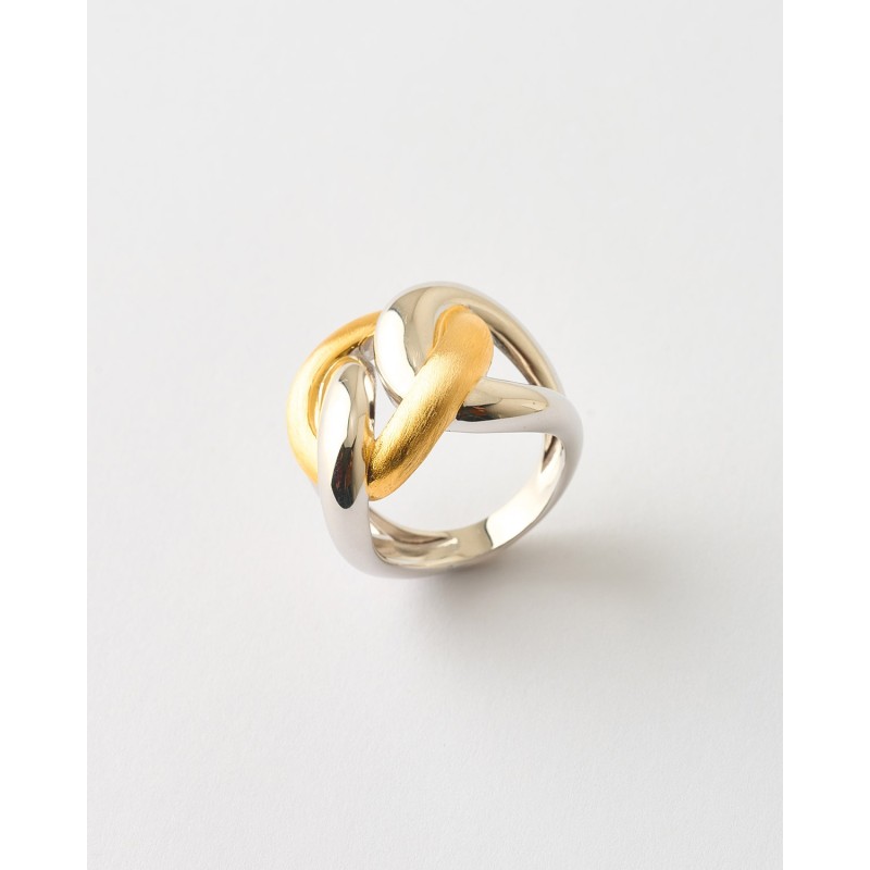 ANILLO DOBLE NUDO ENTRELAZADO BICOLOR...