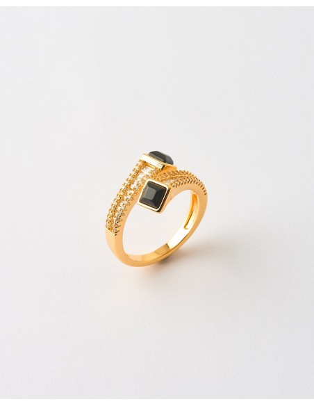 ANILLO BYPASS DOBLE INSERTO PIRAMIRAL Y CIRCONITAS   Malizzia