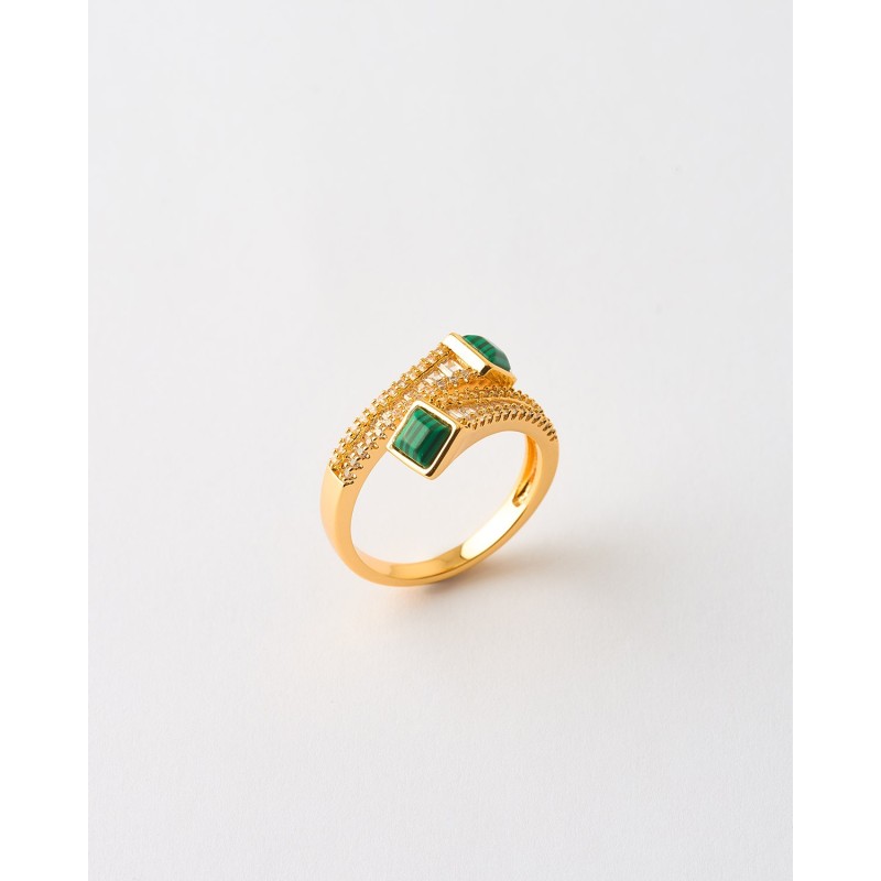 ANILLO BYPASS DOBLE INSERTO PIRAMIRAL Y CIRCONITAS   Malizzia