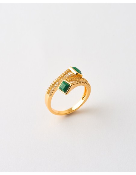 ANILLO BYPASS DOBLE INSERTO PIRAMIRAL Y CIRCONITAS   Malizzia