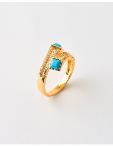 ANILLO BYPASS DOBLE INSERTO PIRAMIRAL Y CIRCONITAS   Malizzia