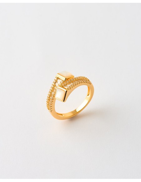 ANILLO BYPASS DOBLE INSERTO PIRAMIRAL Y CIRCONITAS   Malizzia