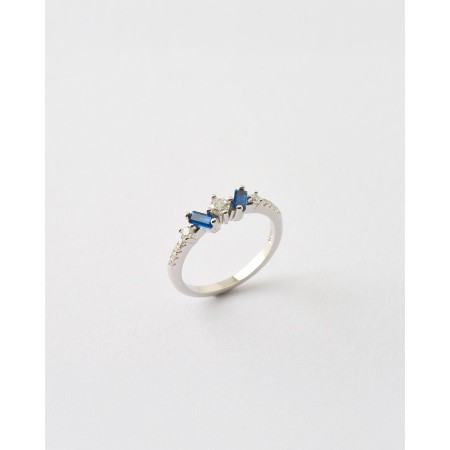 ANILLO CIRCONITAS REDONDAS BLANCSA Y BAGUETTE ZAFIRO  Malizzia 2