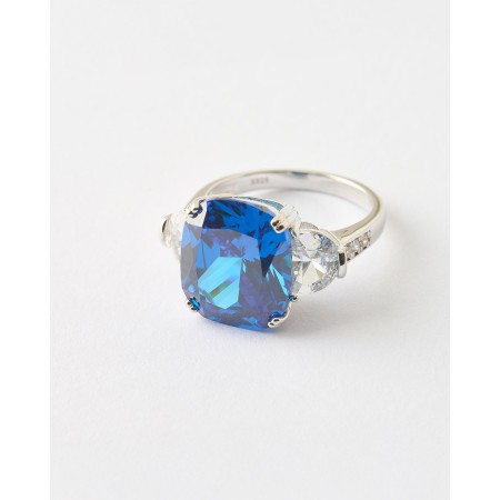 ANILLO CIRCONITA ZAFIRO TALLA COJÍN 11,5X14MM CIRCONITSA LATERALES  Malizzia 2