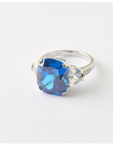 ANILLO CIRCONITA ZAFIRO TALLA COJÍN 11,5X14MM CIRCONITSA LATERALES  Malizzia