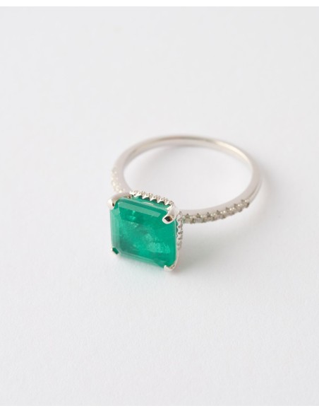 Anillo Circonita Esmeralda 10mm  Malizzia
