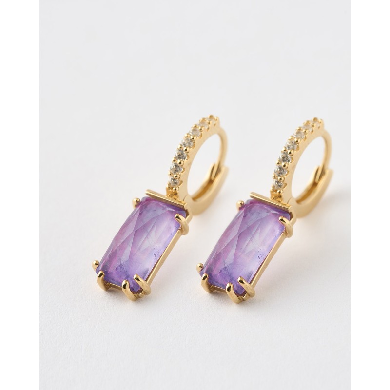 PENDIENTES ARO CIRCONITAS Y AMATISTA...