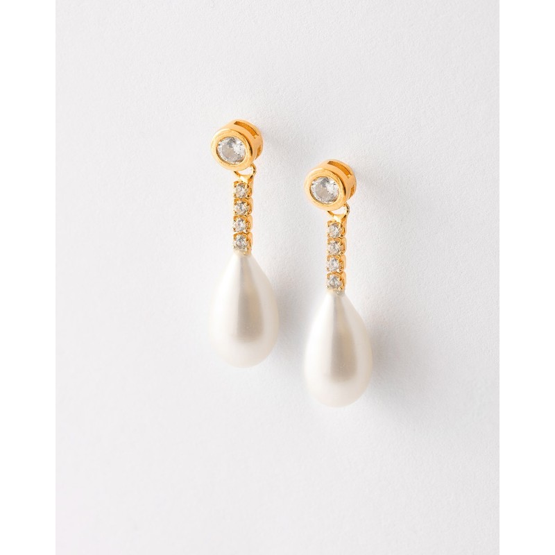 PENDIENTES TIRA CIRCONITAS Y PERLA...