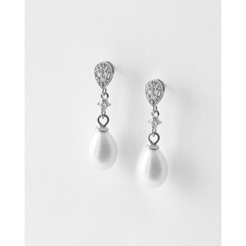 PENDIENTES LAGRIMA CIRCONITAS Y PERLA...