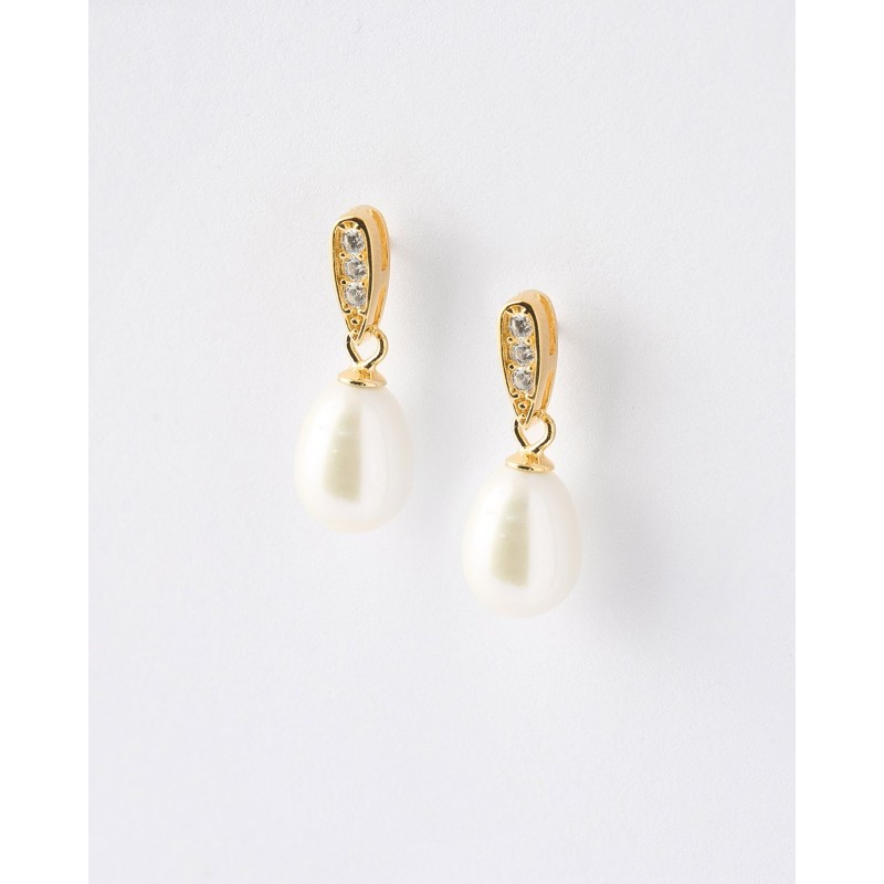 PENDIENTES LAGRIMA Y PERLA 11X7MM