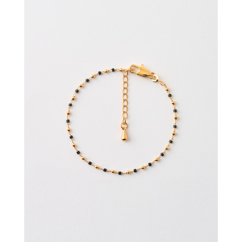 PULSERA BEADS Y BOLAS 2MM NEGRO -...