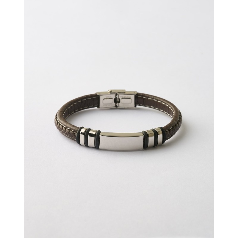 PULSERA CABALLERO TRENZADA PLACA Y...