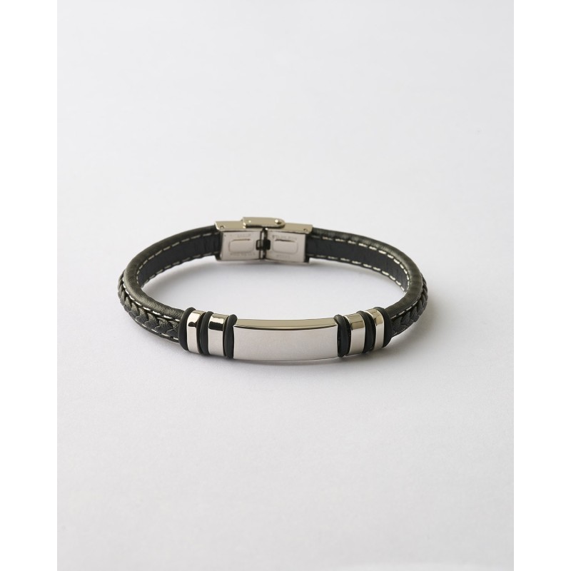 PULSERA CABALLERO TRENZADA PLACA Y...