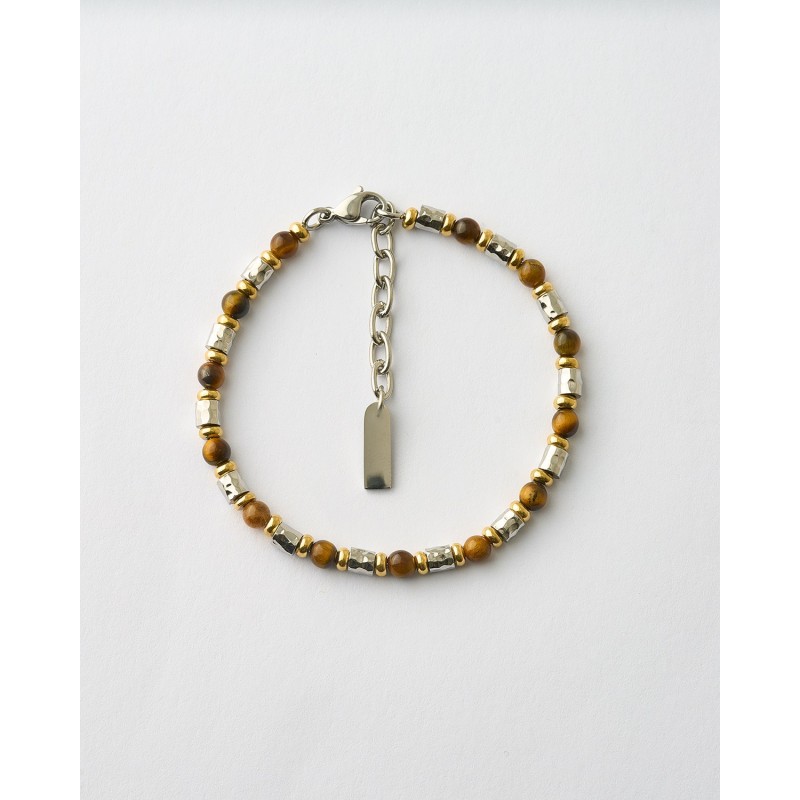 PULSERA CABALLERO BOLAS OJO DE TIGRE