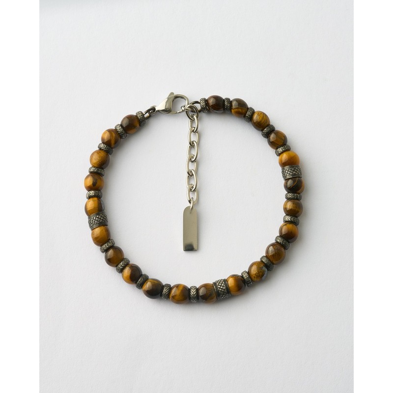 PULSERA CABALLERO CUENTAS OJO DE TIGRE