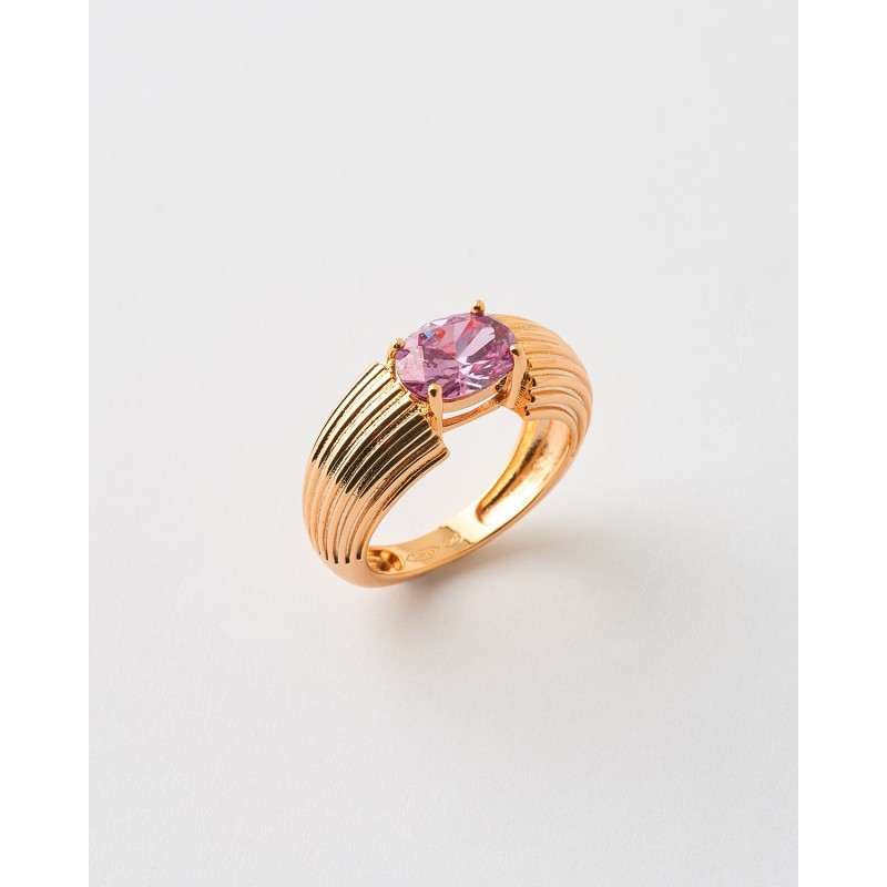 ANILLO SOLITARIO CIRCONITA OVAL 9*7MM ACANALADO  Malizzia