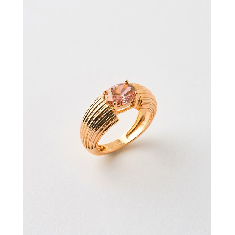 ANILLO SOLITARIO CIRCONITA OVAL 9*7MM ACANALADO  Malizzia