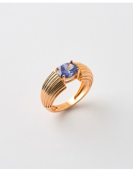 ANILLO SOLITARIO CIRCONITA OVAL 9*7MM ACANALADO  Malizzia