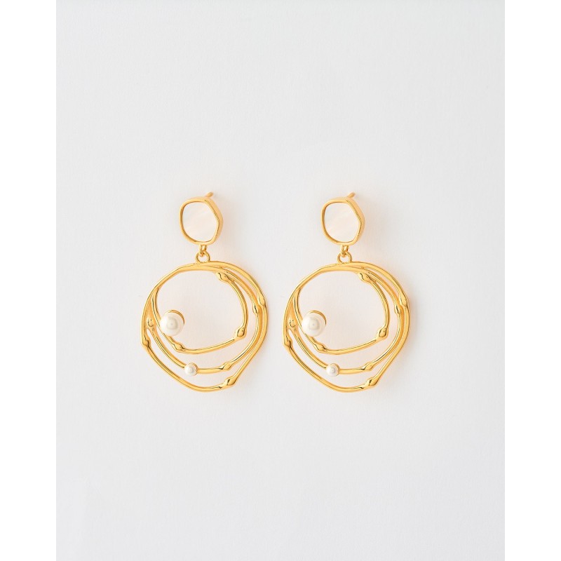 PENDIENTES MULTIARO 25MM PERLA Y MADREPERLA Beginning Malizzia