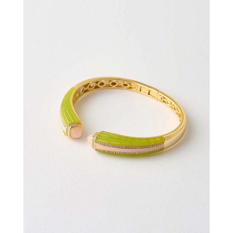 PULSERA PUNTA DIAMANTE ESMALTE BICOLOR VERDE Y ROSA   Malizzia