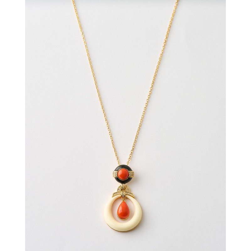 COLLAR CABOCHON DROP ESMALTE BICOLOR...