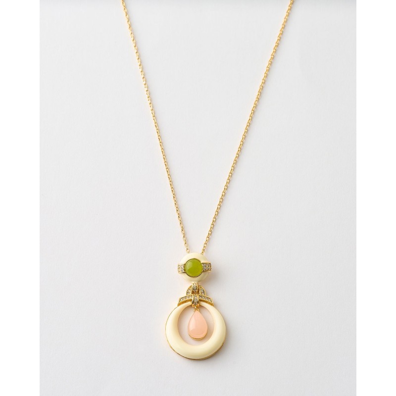 COLLAR CABOCHON DROP ESMALTE BICOLOR...