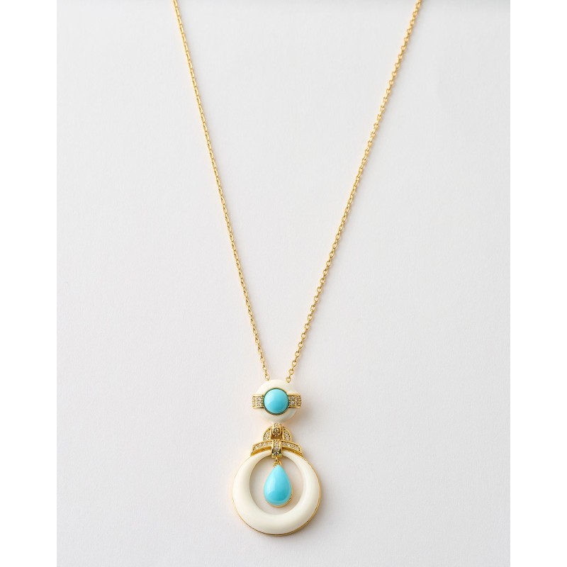 COLLAR CABOCHON DROP ESMALTE BICOLOR...