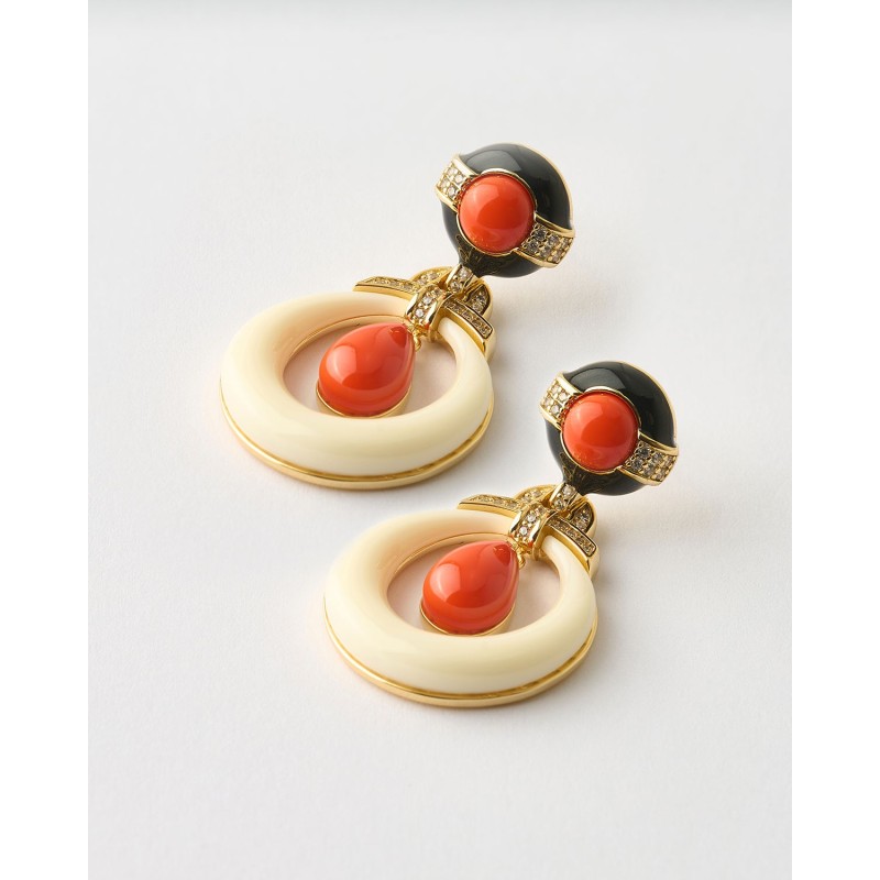 PENDIENTES CABOCHON DROP ESMALTE...