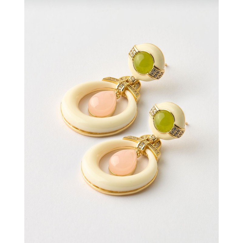 PENDIENTES CABOCHON DROP ESMALTE...