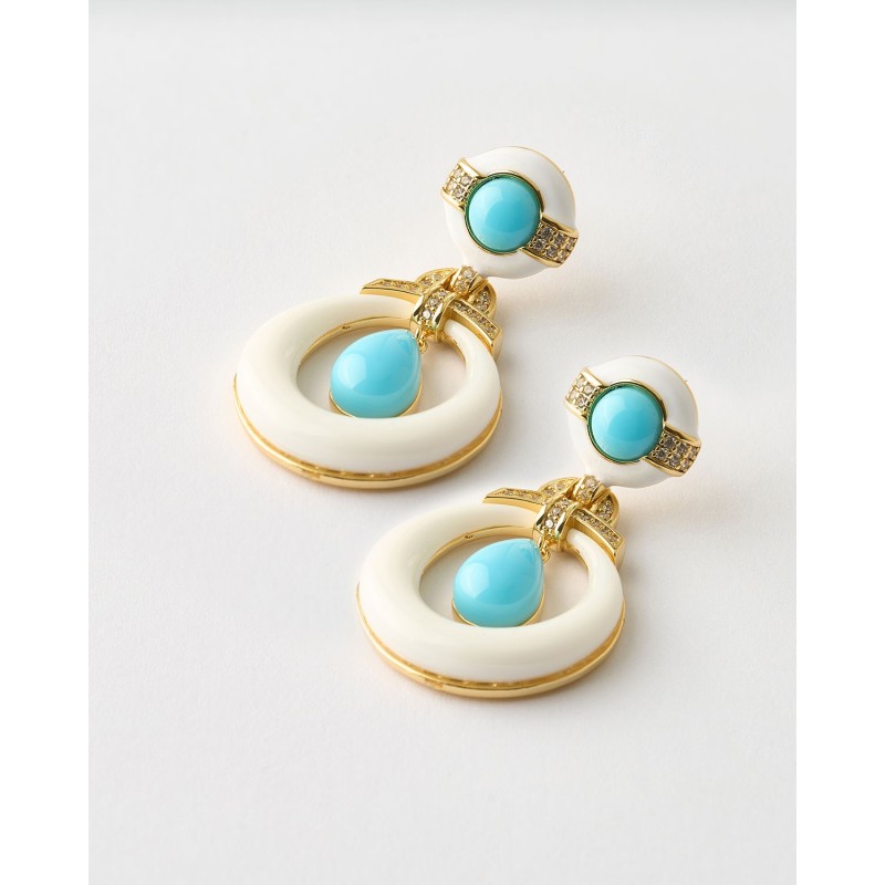 PENDIENTES CABOCHON DROP ESMALTE...